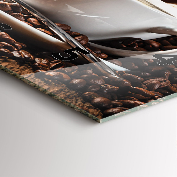 Ceas pătrat de perete din sticlă O ceașcă de cafea