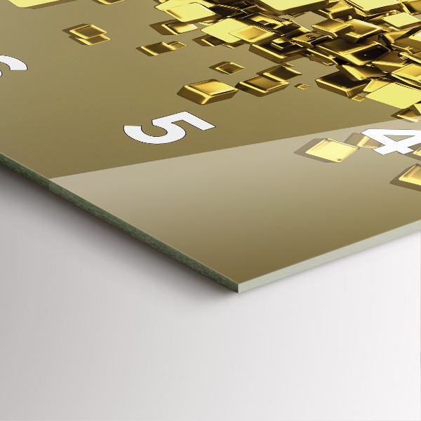 Ceas pătrat de perete din sticlă Pătrate de aur