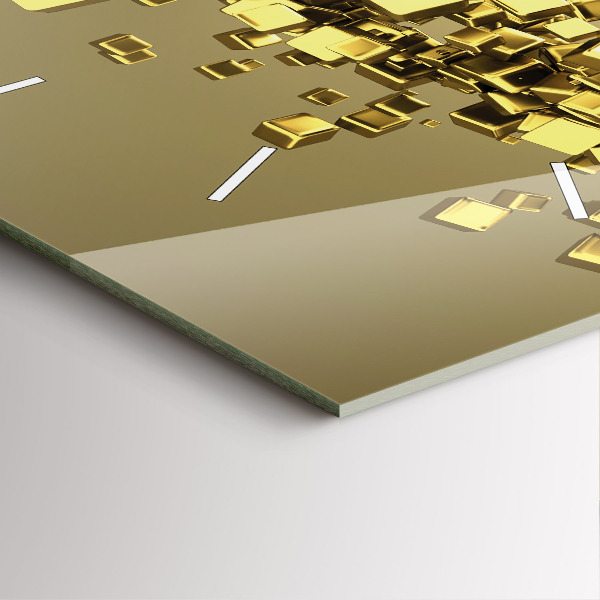 Ceas pătrat de perete din sticlă Pătrate de aur