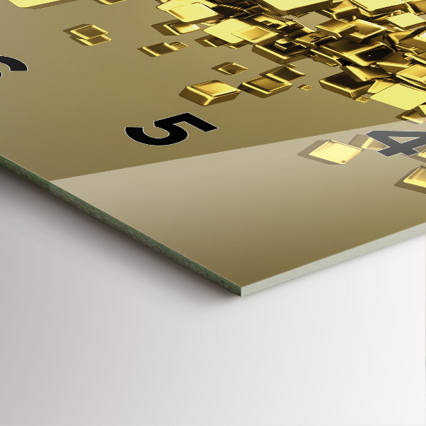 Ceas pătrat de perete din sticlă Pătrate de aur