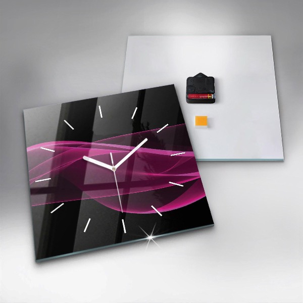 Ceas pătrat de perete din sticlă Abstracție roz
