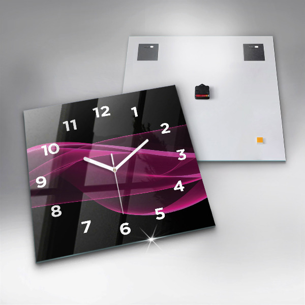 Ceas pătrat de perete din sticlă Abstracție roz