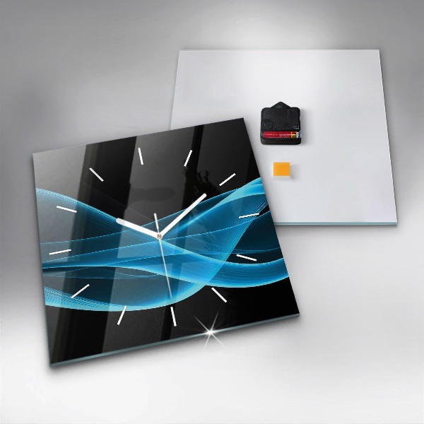 Ceas pătrat de perete din sticlă Abstracția albastră