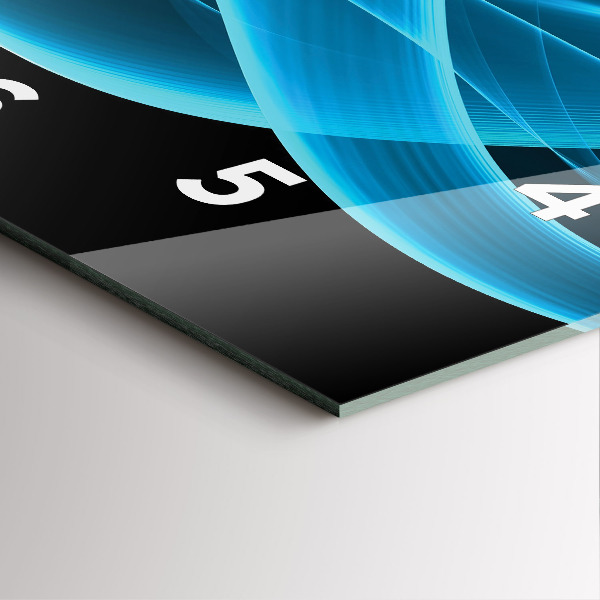 Ceas pătrat de perete din sticlă Abstracția albastră