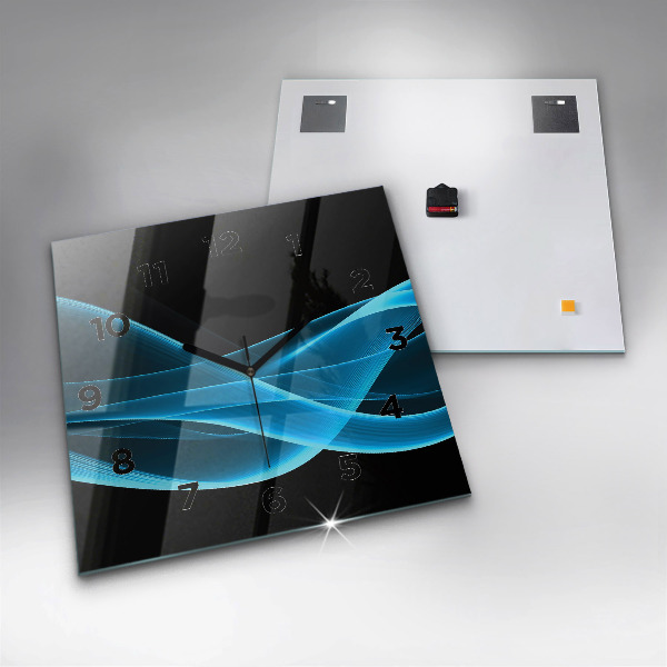 Ceas pătrat de perete din sticlă Abstracția albastră