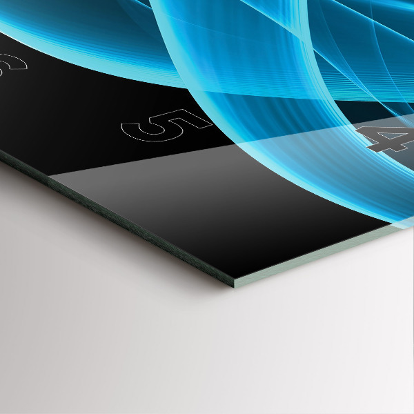 Ceas pătrat de perete din sticlă Abstracția albastră