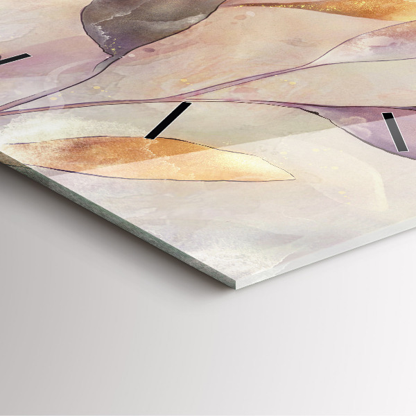 Ceas pătrat de perete din sticlă Frunze boho abstracte