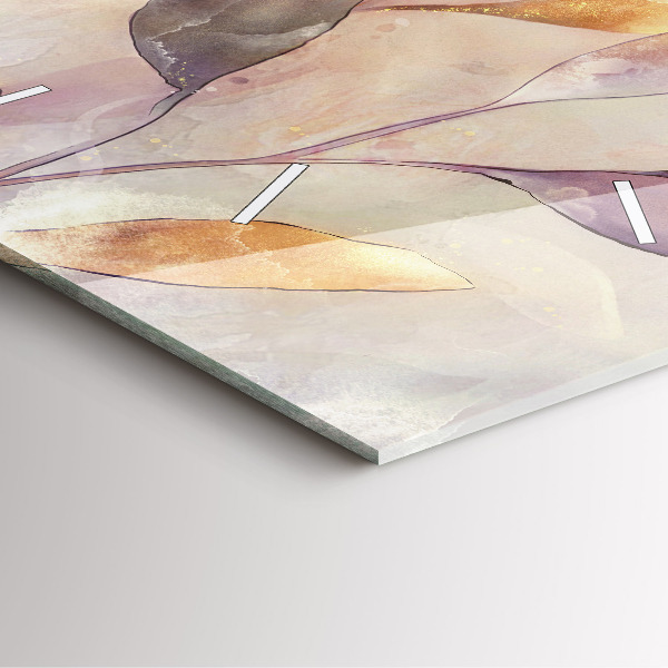 Ceas pătrat de perete din sticlă Frunze boho abstracte