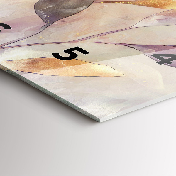 Ceas pătrat de perete din sticlă Frunze boho abstracte