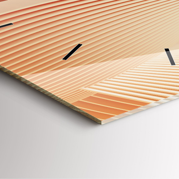 Ceas pătrat de perete din sticlă Model de val abstract