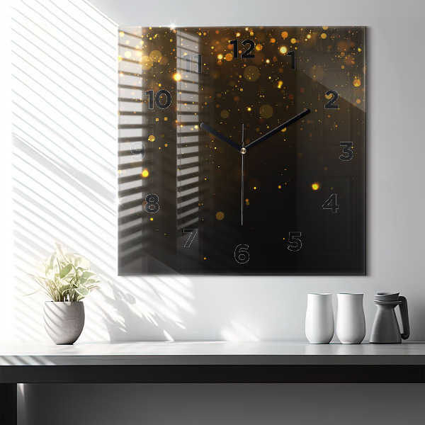 Ceas pătrat de perete din sticlă Polen auriu