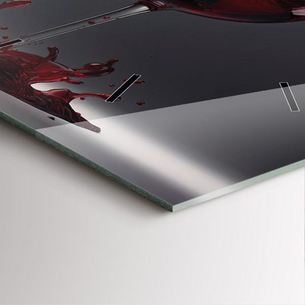 Ceas pătrat de perete din sticlă Un pahar de vin roșu