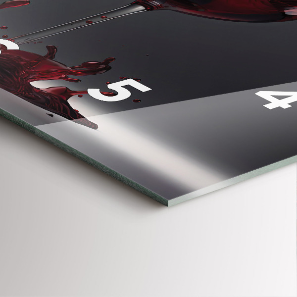 Ceas pătrat de perete din sticlă Un pahar de vin roșu