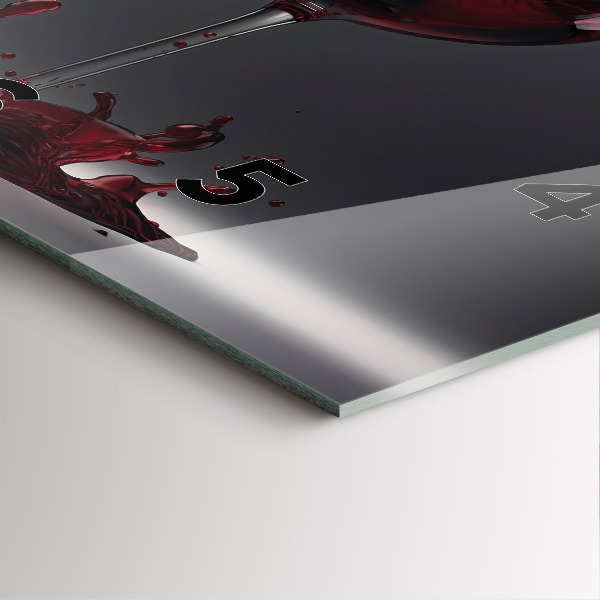 Ceas pătrat de perete din sticlă Un pahar de vin roșu