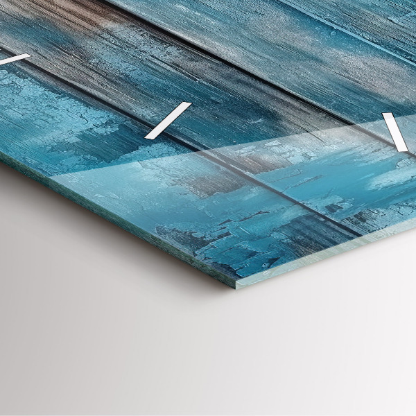 Ceas pătrat de perete din sticlă Placi albastre