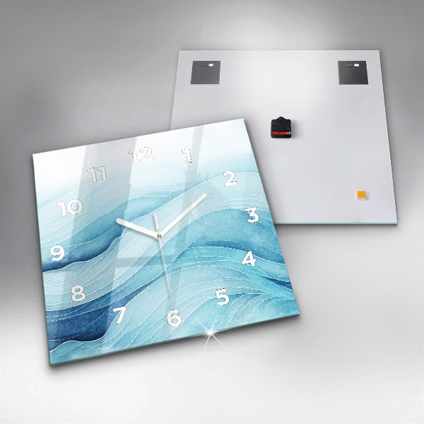 Ceas pătrat de perete din sticlă Nori albaștri