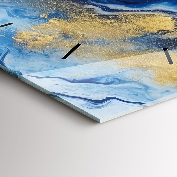 Ceas pătrat de perete din sticlă Marmură albastră