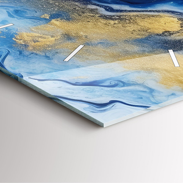 Ceas pătrat de perete din sticlă Marmură albastră