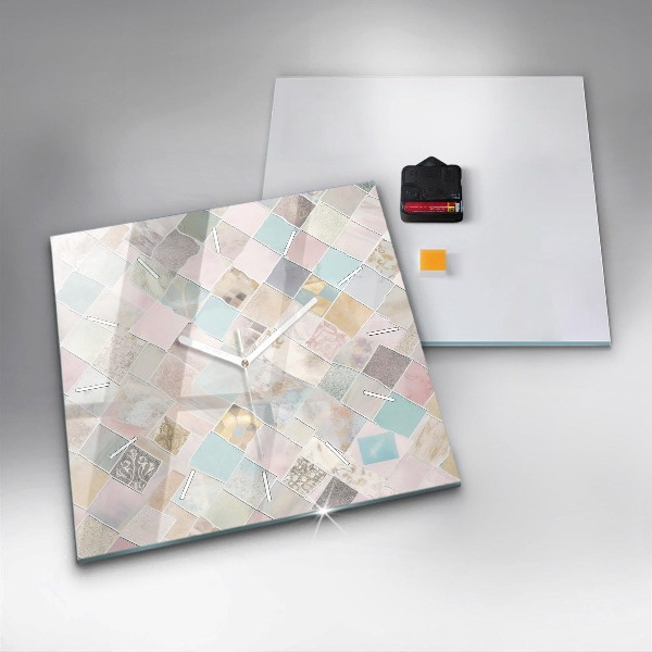 Ceas pătrat de perete din sticlă Placi colorate