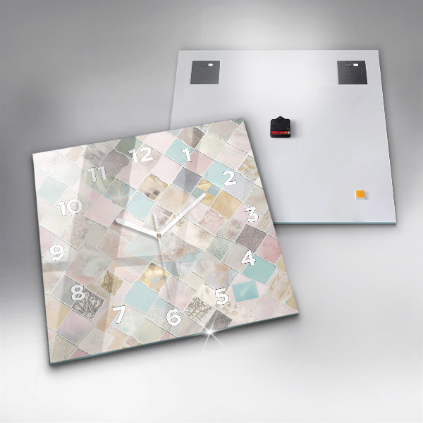 Ceas pătrat de perete din sticlă Placi colorate