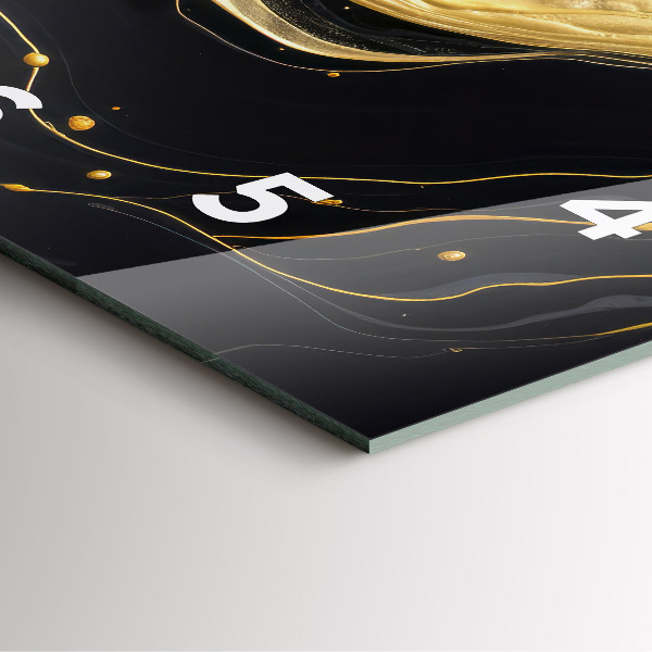 Ceas pătrat de perete din sticlă Marmură aurie