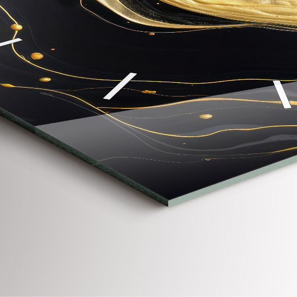 Ceas pătrat de perete din sticlă Marmură aurie