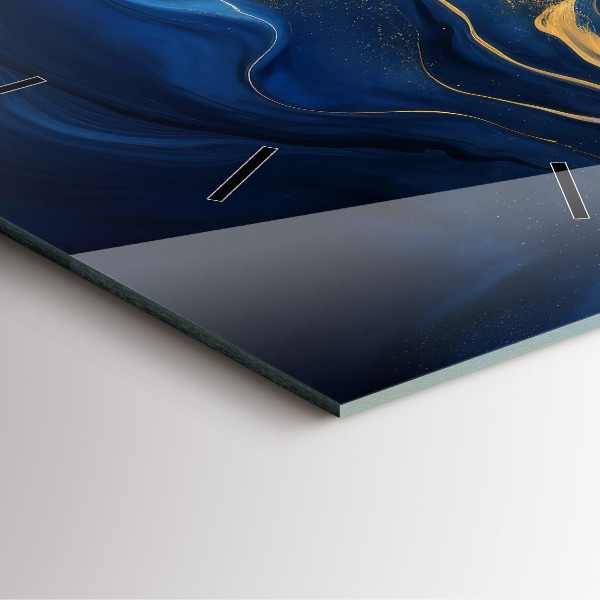 Ceas pătrat de perete din sticlă Marmură albastră