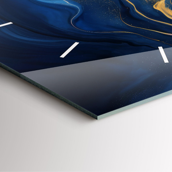 Ceas pătrat de perete din sticlă Marmură albastră