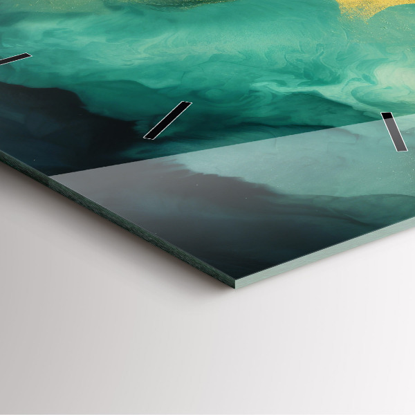 Ceas pătrat de perete din sticlă Marmură verde