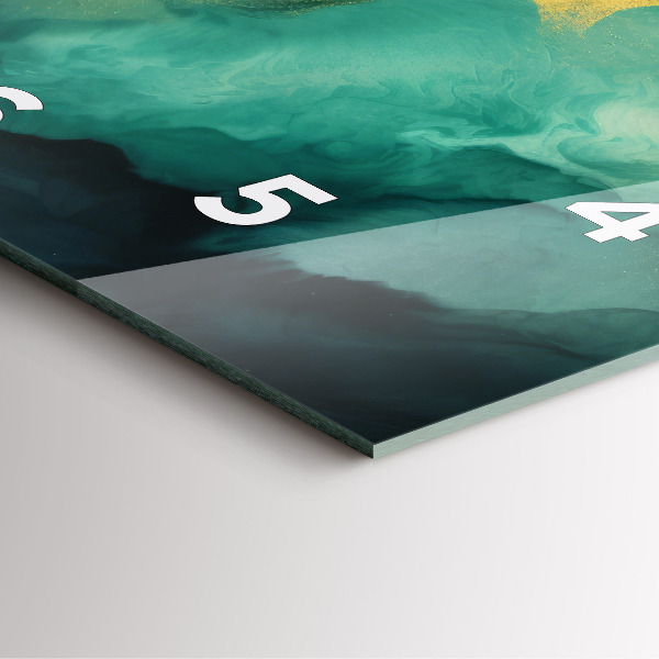 Ceas pătrat de perete din sticlă Marmură verde