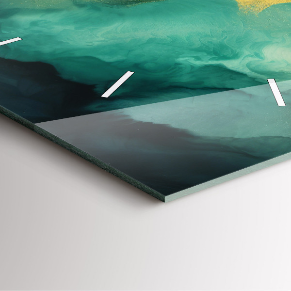 Ceas pătrat de perete din sticlă Marmură verde