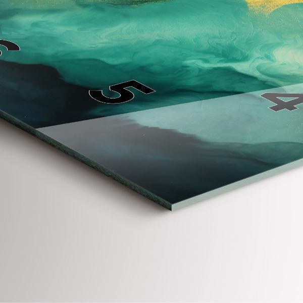 Ceas pătrat de perete din sticlă Marmură verde