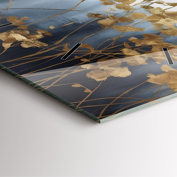 Ceas pătrat de perete din sticlă Flori abstracte