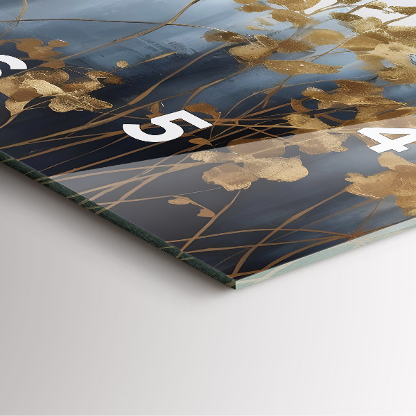 Ceas pătrat de perete din sticlă Flori abstracte