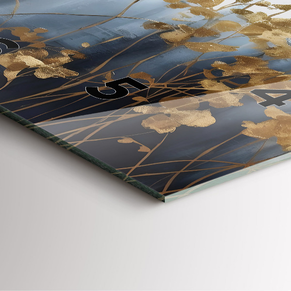 Ceas pătrat de perete din sticlă Flori abstracte