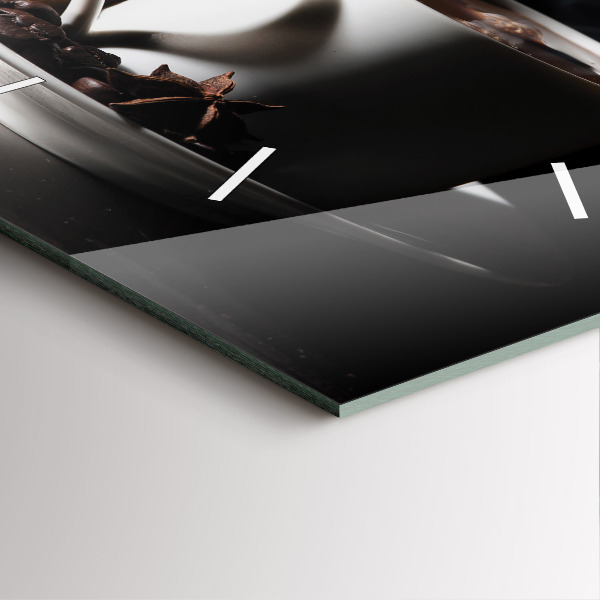 Ceas pătrat de perete din sticlă O ceașcă de cafea