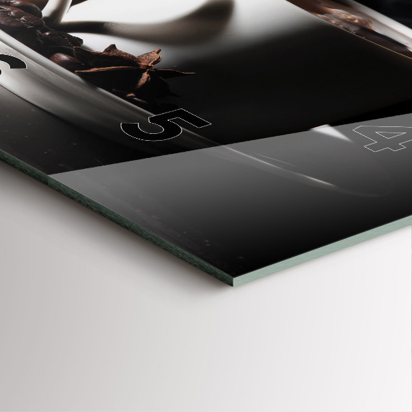 Ceas pătrat de perete din sticlă O ceașcă de cafea