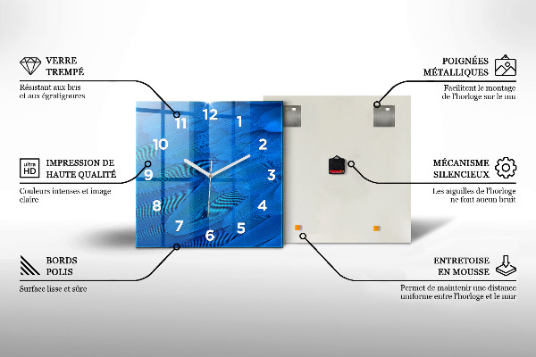 Ceas pătrat de perete din sticlă Abstracție întunecată