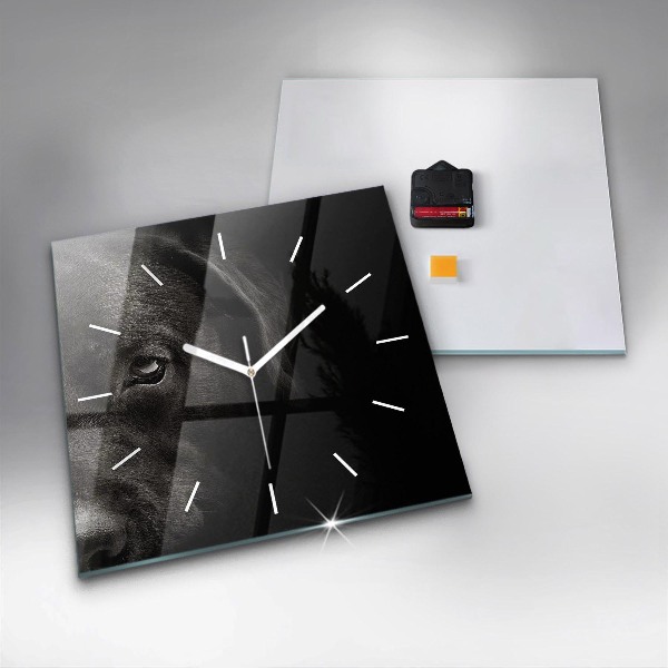 Ceas pătrat de perete din sticlă Câine și pisică scoțian