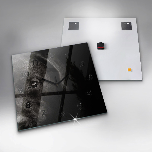 Ceas pătrat de perete din sticlă Câine și pisică scoțian