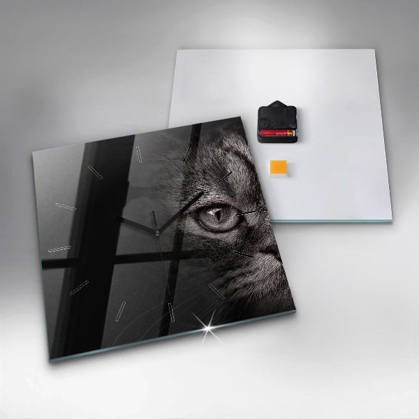 Ceas pătrat de perete din sticlă Câine și pisică scoțian