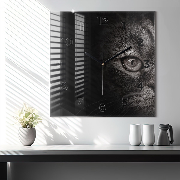 Ceas pătrat de perete din sticlă Câine și pisică scoțian