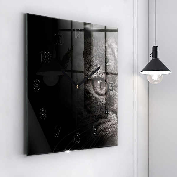 Ceas pătrat de perete din sticlă Câine și pisică scoțian