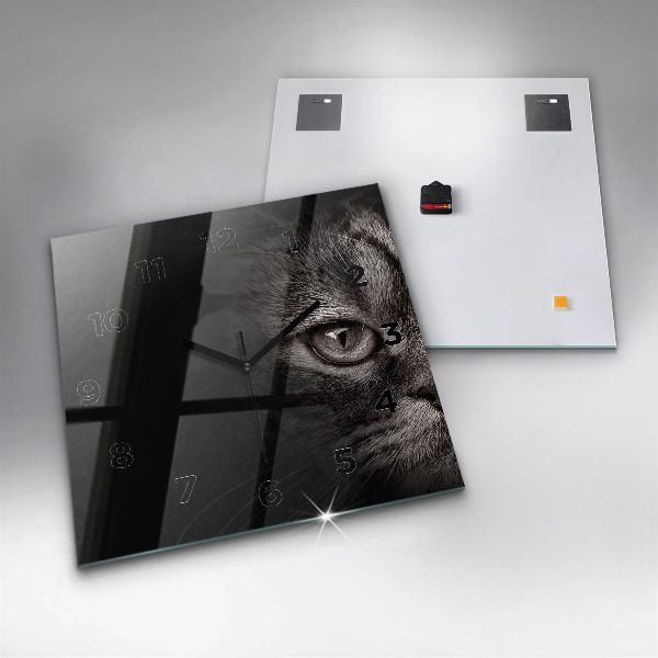 Ceas pătrat de perete din sticlă Câine și pisică scoțian