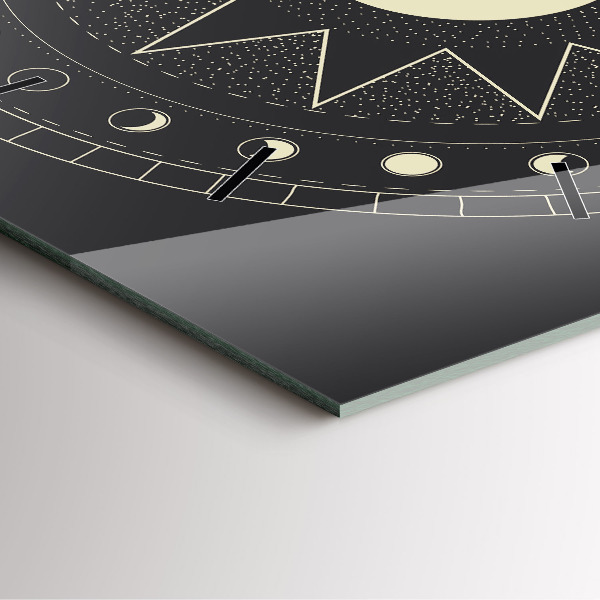 Ceas pătrat de perete din sticlă Fazele lunii