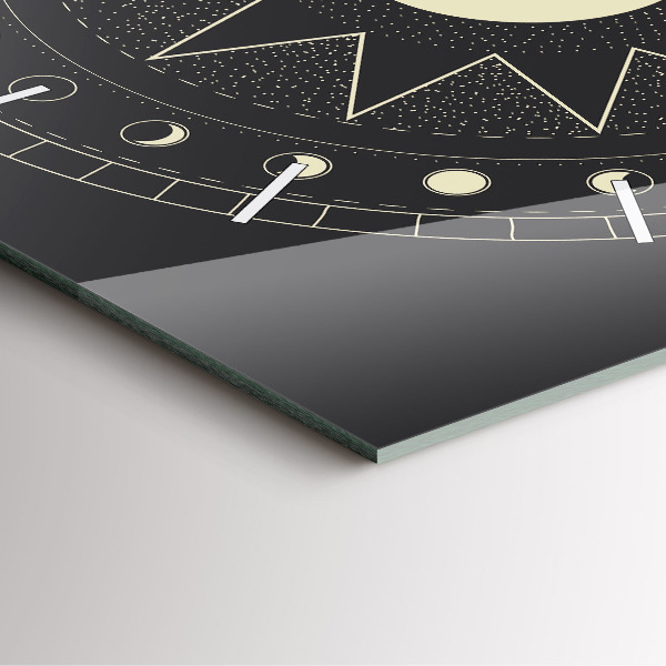 Ceas pătrat de perete din sticlă Fazele lunii