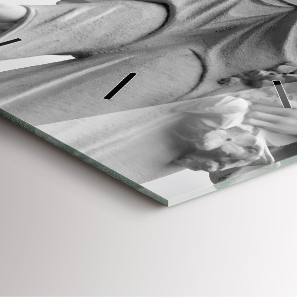 Ceas pătrat de perete din sticlă Sculptură înger veche