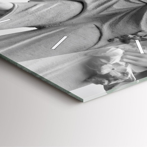 Ceas pătrat de perete din sticlă Sculptură înger veche