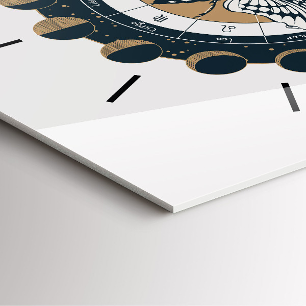 Ceas pătrat de perete din sticlă Fazele lunii și ochiul