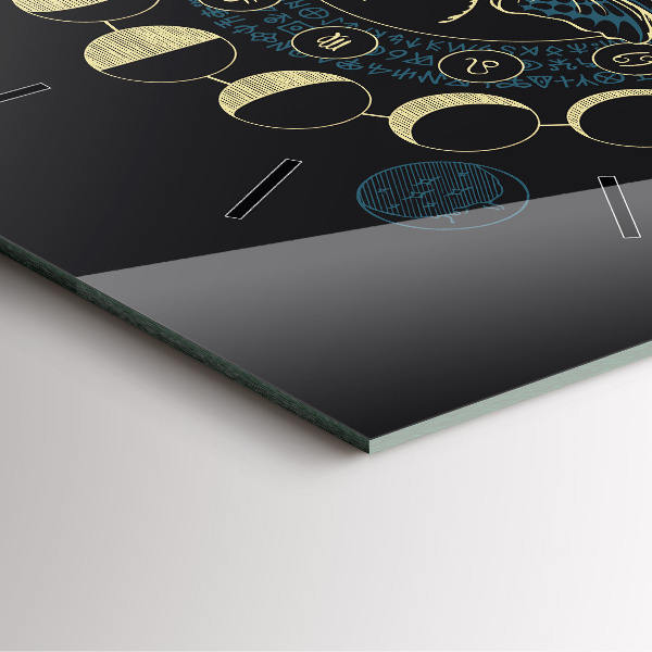 Ceas pătrat de perete din sticlă Fazele lunii și insecte